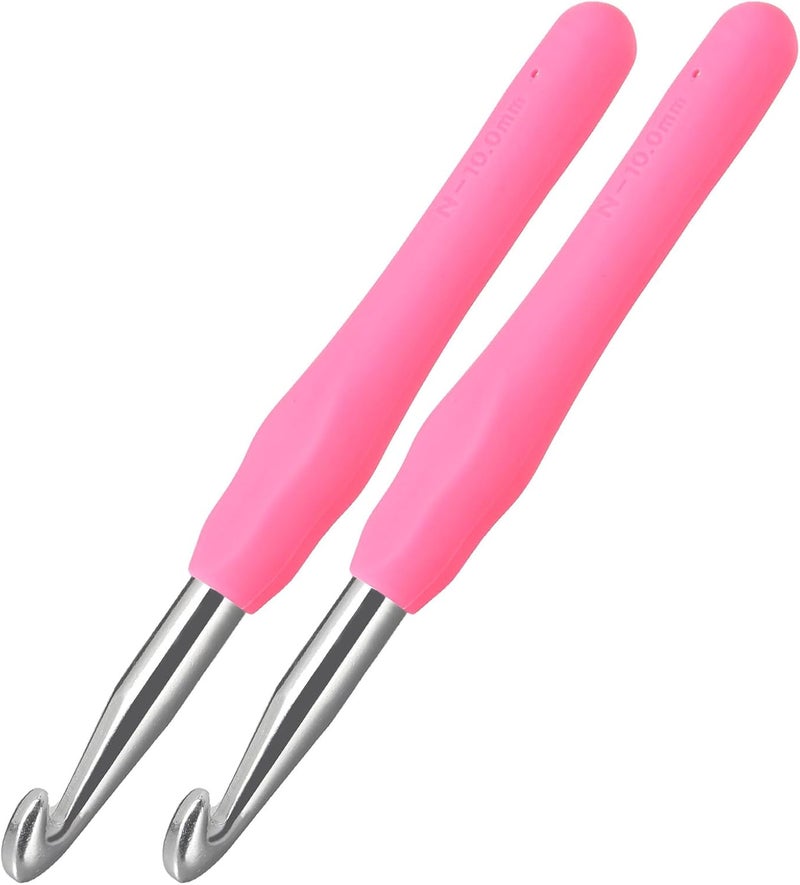 YOJOB 2Pcs 10mm Large Crochet Hooks, Ergonomic Crochet Hook for Arthritis and Beginners, Extra Long, Smooth, Comfortable (Size N / 10.0mm) - Image 1